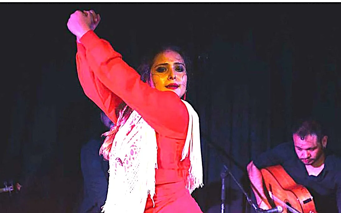 Paulina Ruiz durante una de sus presentaciones. La bailarina se ha consolidado en escenarios y festivales tanto en México como en el extranjero gracias a su fuerza expresiva y precisión técnica.  Foto: ExpoFlamenco.