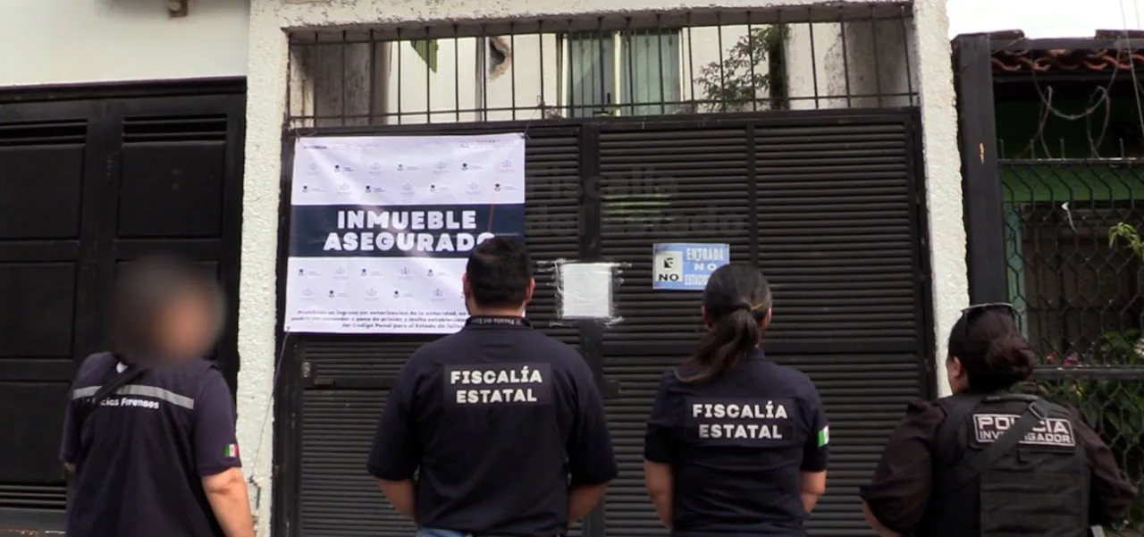Exterior del domicilio donde  se encontraban los dos animales en abandono. Foto: Fiscalía de Jalisco.