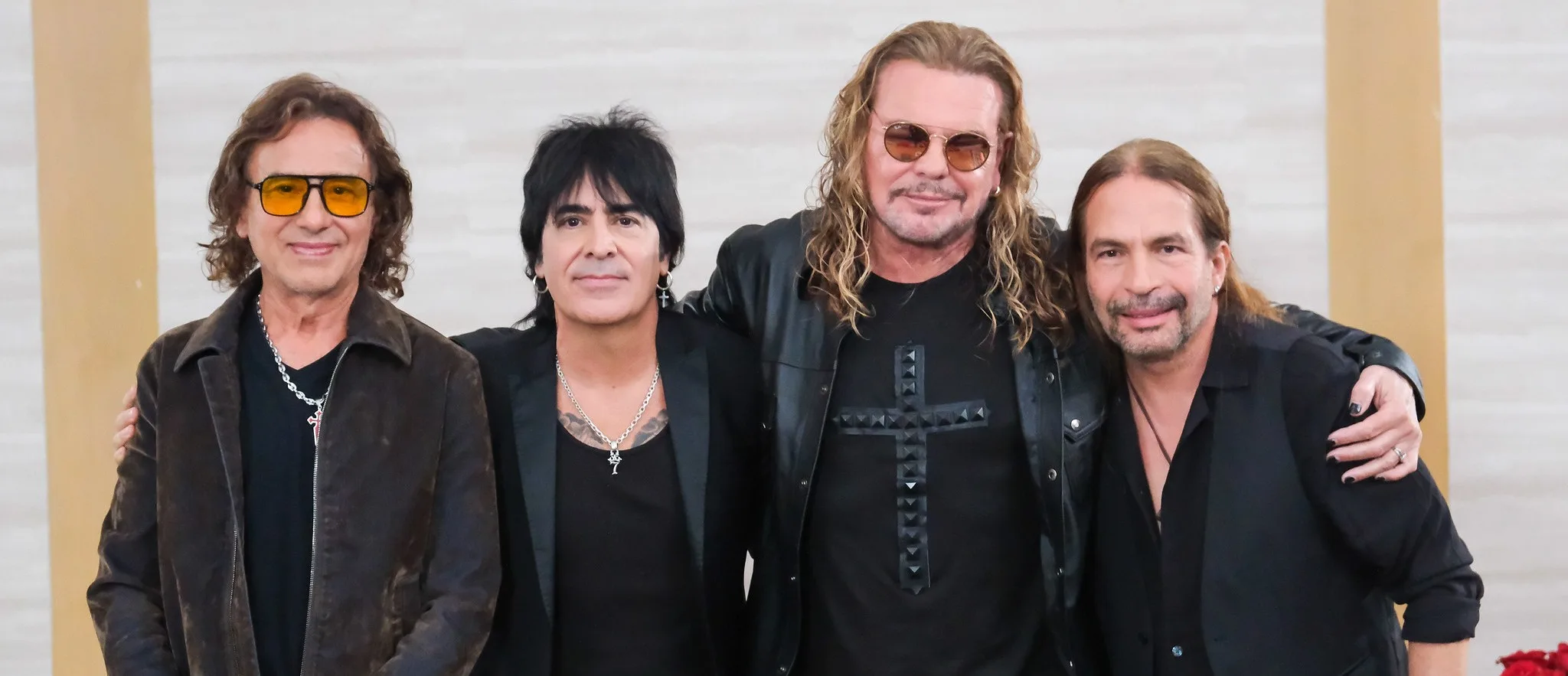 Los integrantes de Maná durante la conferencia de prensa en la que anunciaron su concierto gratuito en la Glorieta de La Minerva. Foto: Cortesía.