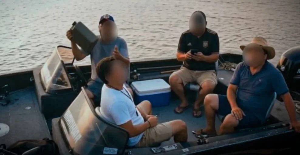 Personas que fueron auxiliadas tras quedar varadas en una embarcación sobre el Lago de Chapala. Foto: Cortesía.