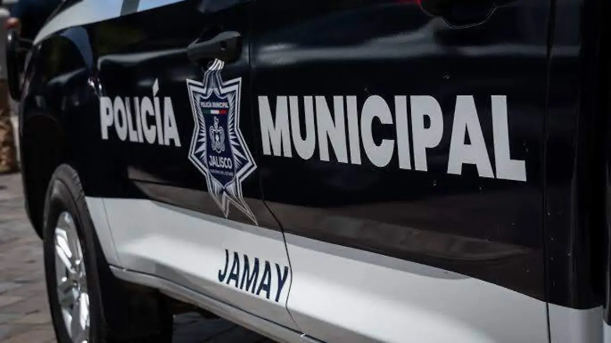 Patrulla de la Policía Municipal de Jamay durante un recorrido de vigilancia. Foto: Cortesía.