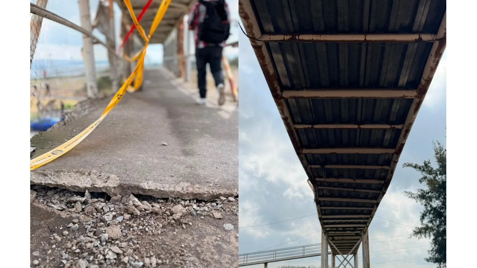 Como medida preventiva, el área dañada fue acordonada con cinta de seguridad para impedir el acceso a la zona afectada mientras se llevan a cabo los trabajos de rehabilitación.  Foto Cortesía