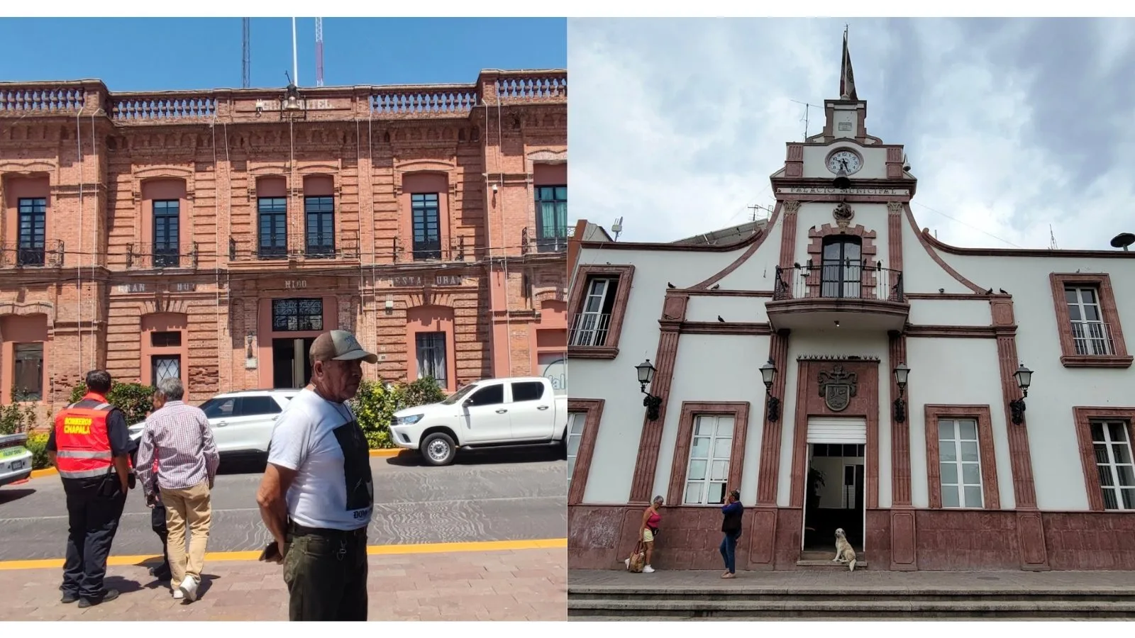 Fachada de los edificios de las presidencias municipales de Chapala (izquierda) y Jocotepec (derecha). Foto: Cortesía.