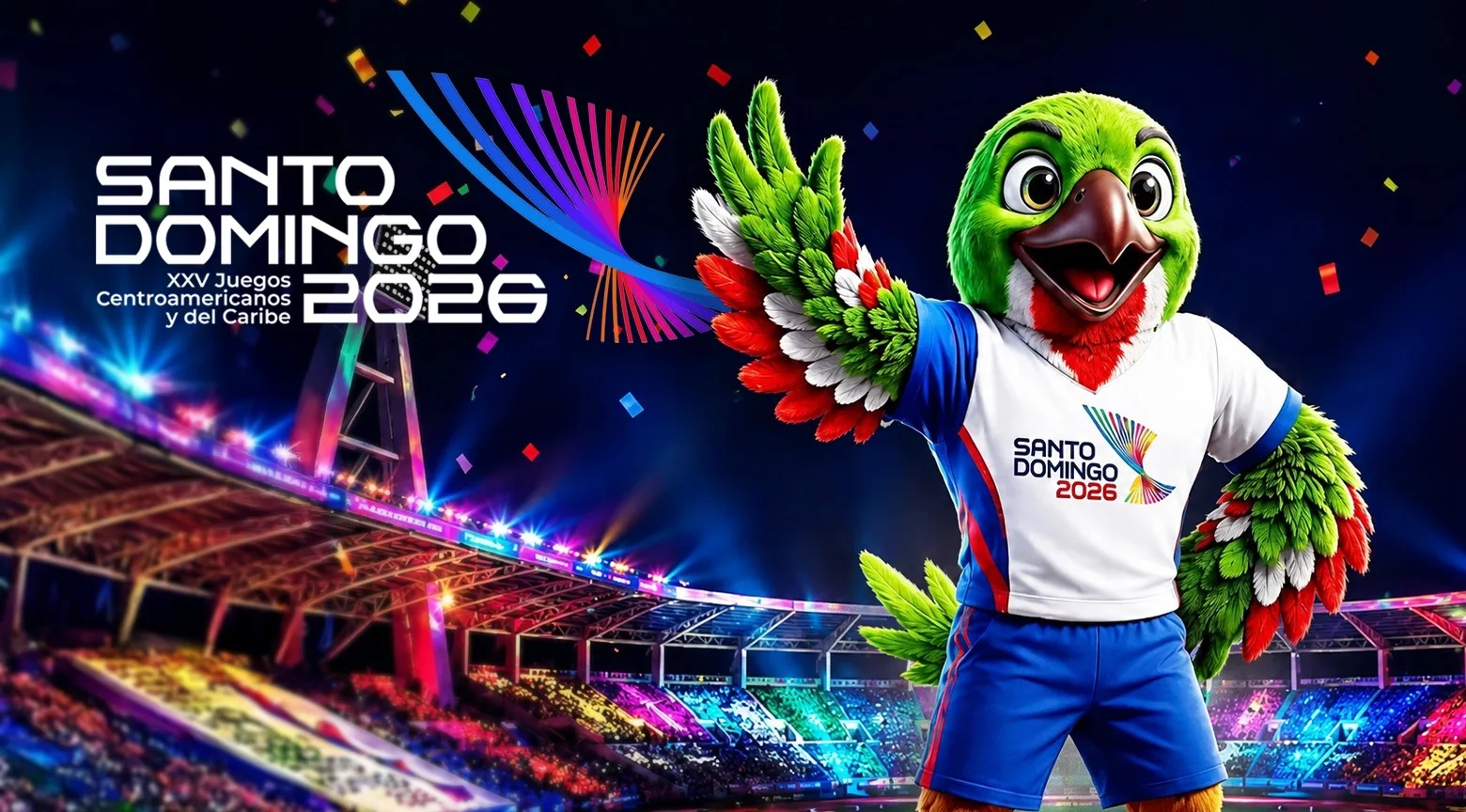Póster con la mascota de la edición 2026 de los Juegos Centroamericanos y del Caribe. Imagen: Cortesía.