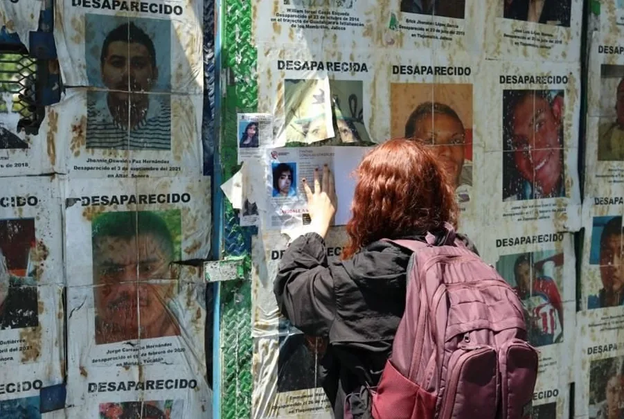 Una persona observa carteles de búsqueda de personas desaparecidas. Foto: Alfredo Moreno Espinosa.