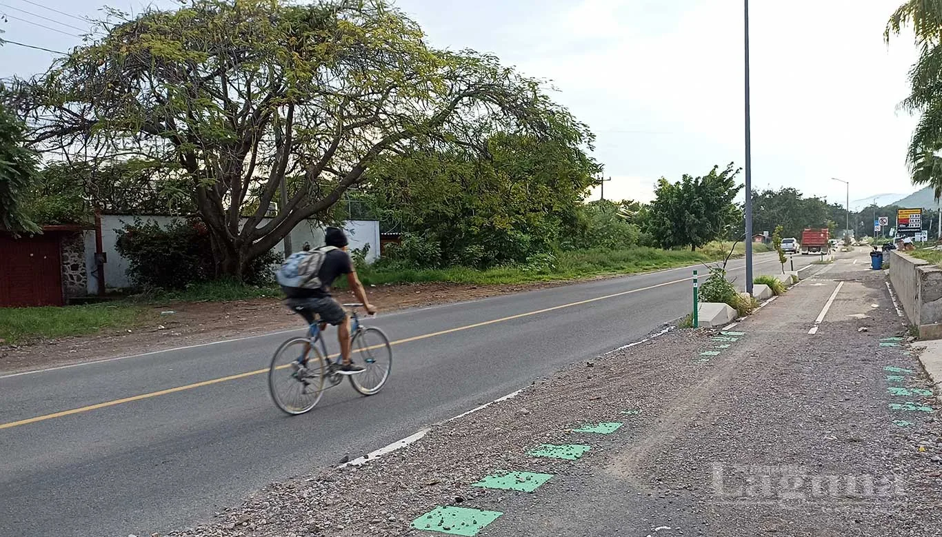 Persona haciendo un traslado en bicicleta entre Chapala y Jocotepec. Foto: Armando Esquivel.