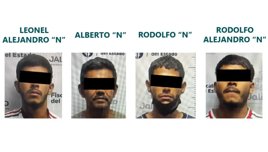 Son cuatro los detenidos tras atacar a agentes de investigación. Imagen: Fiscalía de Jalisco.
